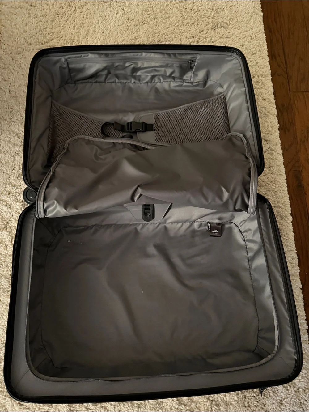 Tumi Navy Textured Hardshell Spinner Suitcase medium check bag